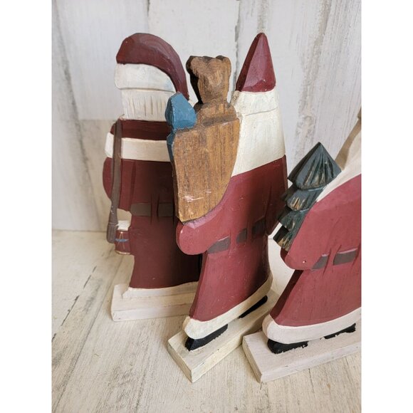 Wooden Santa Claus set tree toy sack figure Xmas decor - Picture 8 of 10